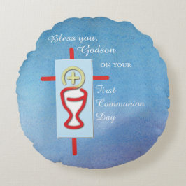 Godson, Erste Heilige Kommunion, Blau Rundes Kissen