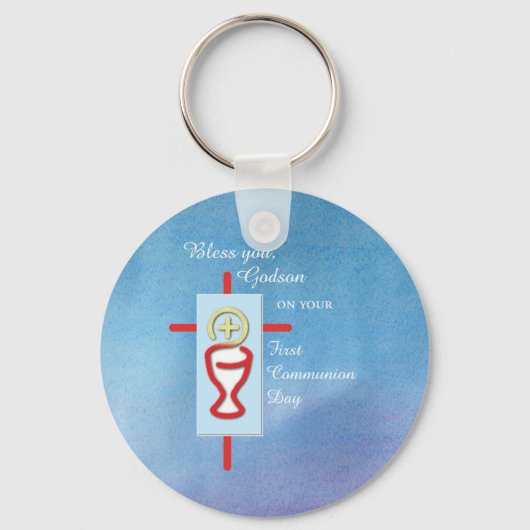 Godson, Erste Heilige Kommunion, Blau Schlüsselanhänger (Vorderseite)