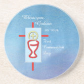 Godson, Erste Heilige Kommunion, Blau Untersetzer (Vorne)