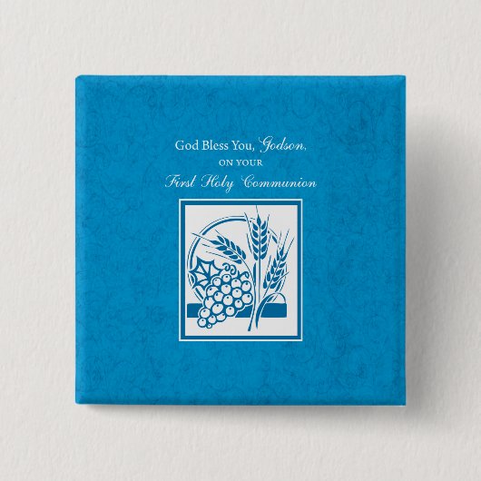 Godson First Communion, Weizen, Trauben Blau Button (Vorderseite)