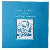 Godson First Communion, Weizen, Trauben Blau Fliese (Vorderseite)