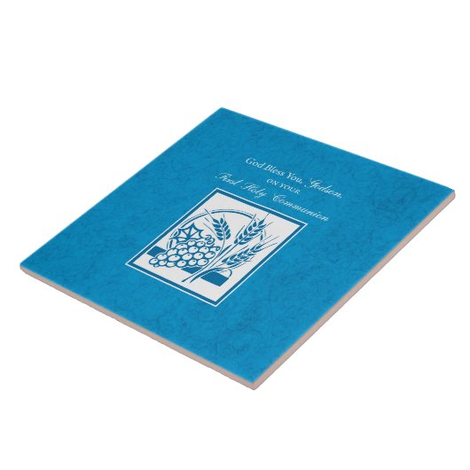 Godson First Communion, Weizen, Trauben Blau Fliese (Seite)