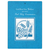 Godson First Communion, Weizen, Trauben Blau Klemmbrett (Rückseite)