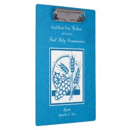 Godson First Communion, Weizen, Trauben Blau Klemmbrett