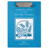 Godson First Communion, Weizen, Trauben Blau Klemmbrett (Vorderseite)