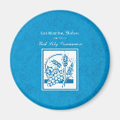 Godson First Communion, Weizen, Trauben Blau Magnet (Vorne)