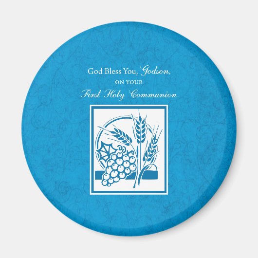 Godson First Communion, Weizen, Trauben Blau Magnet (Vorne)