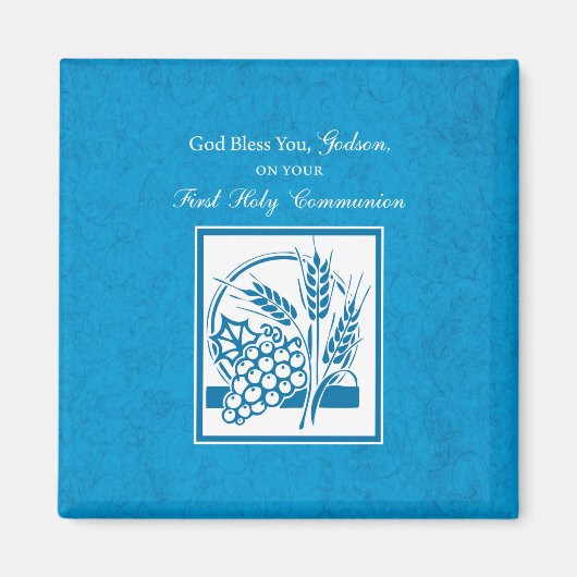Godson First Communion, Weizen, Trauben Blau Magnet (Vorne)
