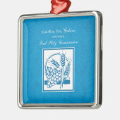 Godson First Communion, Weizen, Trauben Blau Ornament Aus Metall (Links)