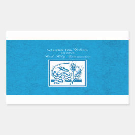 Godson First Communion, Weizen, Trauben Blau Rechteckiger Aufkleber