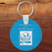 Godson First Communion, Weizen, Trauben Blau Schlüsselanhänger (Vorderseite)