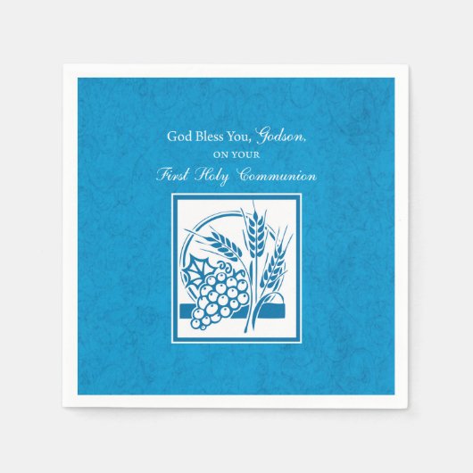 Godson First Communion, Weizen, Trauben Blau Serviette (Vorderseite)