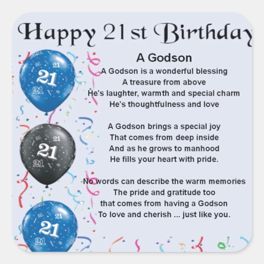Godson Geem - 21. Geburtstag Quadratischer Aufkleber (Vorderseite)