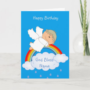 Godson Geschenk Niedlichen Angel Rainbow Personali Feiertagskarte