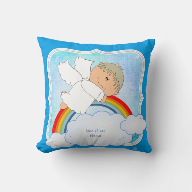 Godson Gift Niedlich Angel Rainbow Personalisiert Kissen (Vorderseite)