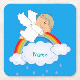 Godson Godchild Baby Boy Showgeschenk Personalisie Rechteckiger Pappuntersetzer