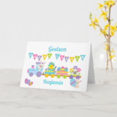 Godson Happy Easter Bunny Train Blue Karte (Gelbe Blume)