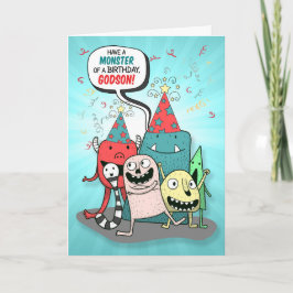 Godson Red und das Aquamarine Monster Birthday Karte
