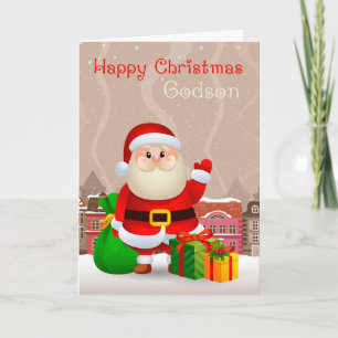 Godson Santa mit Sack und Geschenken, Weihnachtska Feiertagskarte