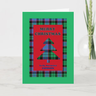Godson, Tartan Weihnachtsbaum Feiertagskarte