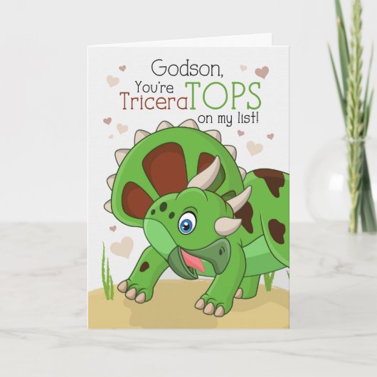 Godson Valentine TriceraTOPS Dinosaur Feiertagskarte (Vorderseite)