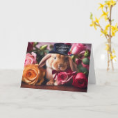 Godson Valentinstag Niedlich Bunny mit Rose Karte (Gelbe Blume)