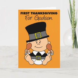 Godsons erster Erntedank Niedlich Little Pilgrim Karte