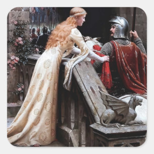 "Godspeed" Mittelalterliche Malerei von Edmund Bla Quadratischer Aufkleber