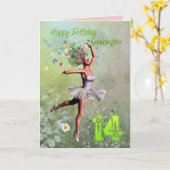 Godtochter 14, Blume Fee Geburtstagskarte Karte (Gelbe Blume)