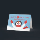 Godtochter Baby First Christmas Snowman Karte<br><div class="desc">Ihre süße Godtochter,  wird sich freuen,  genau wie dieser Schneemann mit der Freude des Schnees begeistert! Wünschen Sie ihr ein glückliches erstes Weihnachten,  während Sie ihre Segnungen schicken.</div>