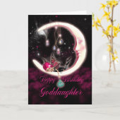 Godtochter Birthday Card - Fantasy Moon Fairy Karte (Gelbe Blume)