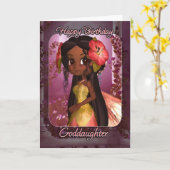 Godtochter Birthday Card - Niedliche Rosa Fee Karte (Gelbe Blume)