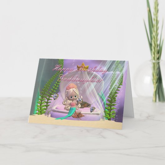 GodTochter Birthday Karte mit wenig Meerjungfrau u (Vorderseite)