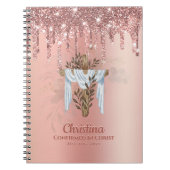 Godtochter CONFIRMATION Rosegold Glitzer Cross Notizblock (Vorderseite)