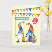 GodTochter Custom Age Birthday Fun Gnomes Card Karte (Gelbe Blume)