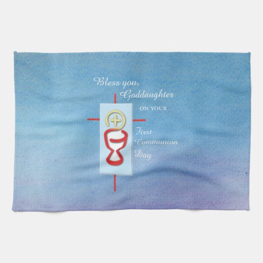 Godtochter, Erste Heilige Kommune, Türkis Geschirrtuch (Horizontal)