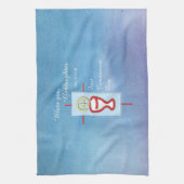Godtochter, Erste Heilige Kommune, Türkis Geschirrtuch (Vertikal)