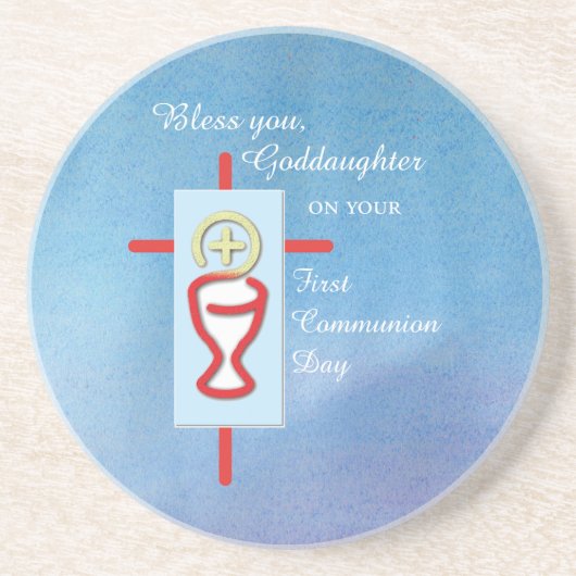 Godtochter, Erste Heilige Kommune, Türkis Sandstein Untersetzer (Vorne)