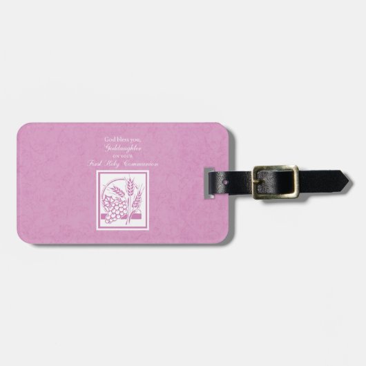 Godtochter Erste Kommune, Rosa Gepäckanhänger (Vorderseite horizontal)