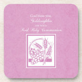 Godtochter Erste Kommune, Rosa Getränkeuntersetzer (Vorderseite)