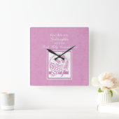 Godtochter Erste Kommune, Rosa Quadratische Wanduhr (Zuhause)