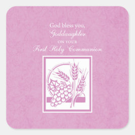 Godtochter Erste Kommune, Rosa Quadratischer Aufkleber