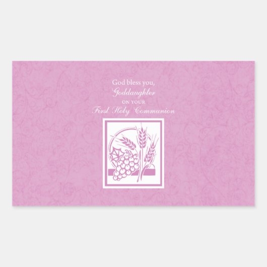 Godtochter Erste Kommune, Rosa Rechteckiger Aufkleber (Vorderseite)