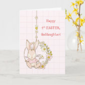 Godtochter First Oaster Bunny auf Blumen Swing Karte (Gelbe Blume)