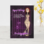 Godtochter Funky Modern Birthday Card mit Rag Do Karte (Gelbe Blume)