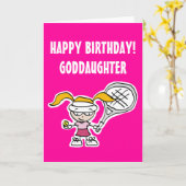 Godtochter Geburtstagskarte mit niedlicher Tenniss Karte (Gelbe Blume)