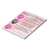 Godtochter Gedicht - 21. Geburtstag Notizblock (Rotiert)