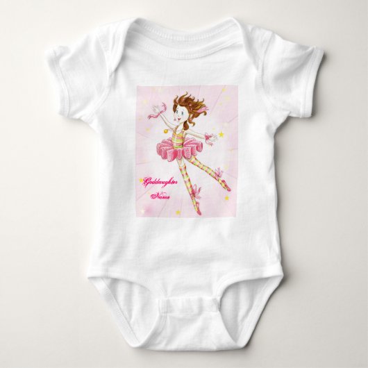 Godtochter Gift Pink Ballerina Personalisiert Baby Strampler (Vorderseite)