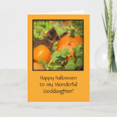 Godtochter Halloween mit Kitten und Pumpkins Karte (Vorderseite)