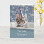 Godtochter Happy Birthday mit Niedlich Kitten Karte (Gelbe Blume)